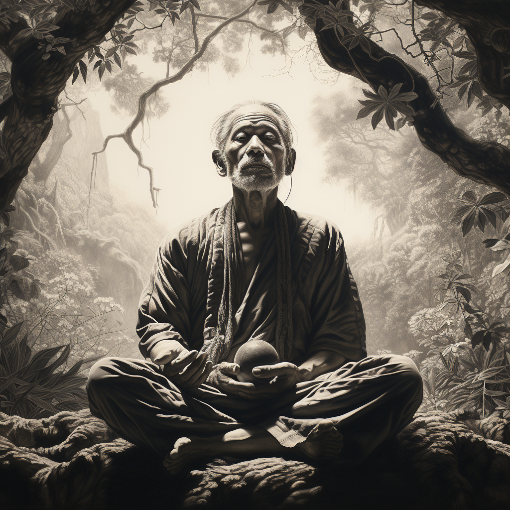 Serene Buddhist Monk Meditating