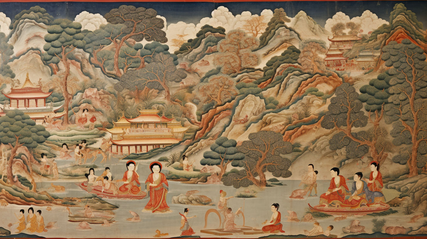 Vibrant Buddhist Painting Scenes