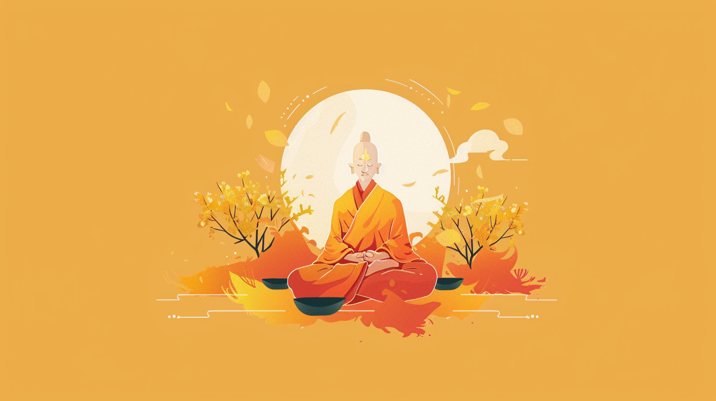 flat character illustration buddhist person