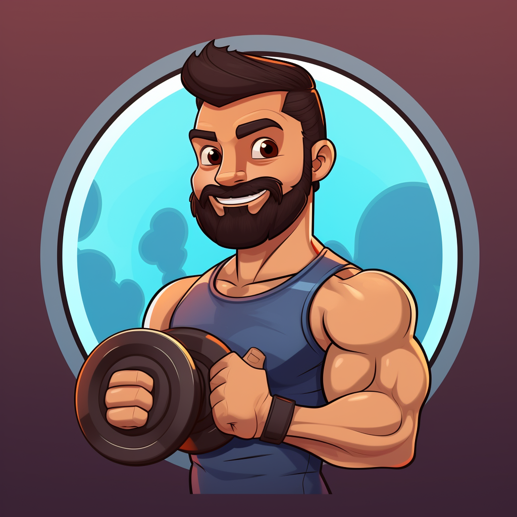 Cartoon avatar of buff fitness and nutrition influencer