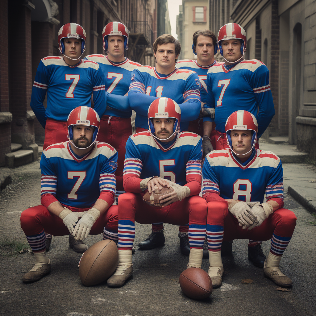 Buffalo Bills Football Team in Wes Anderson Style