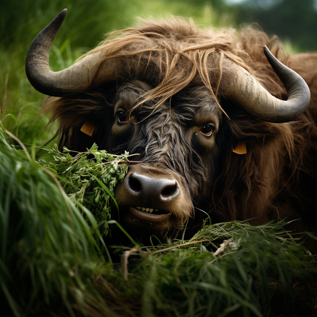 Buffalo eating grass