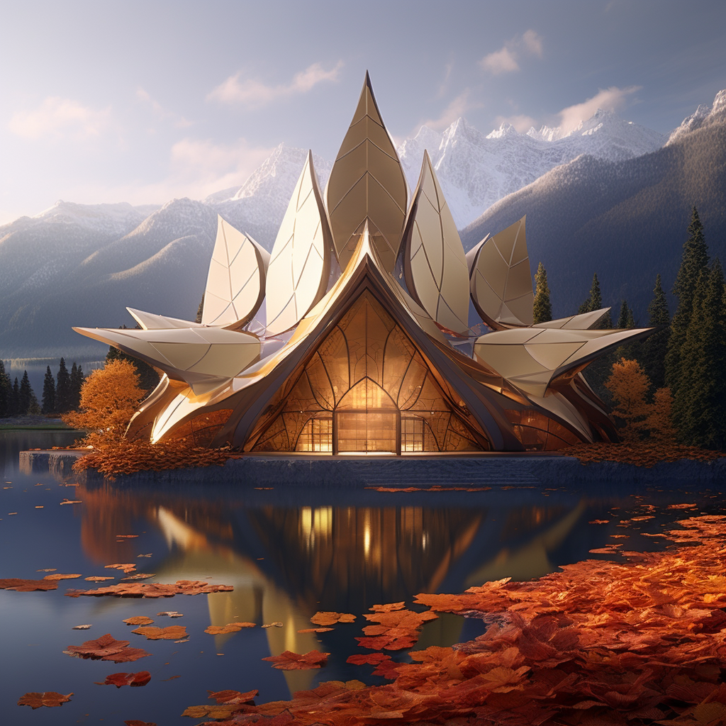 Architecture blending with nature: Maple leaf