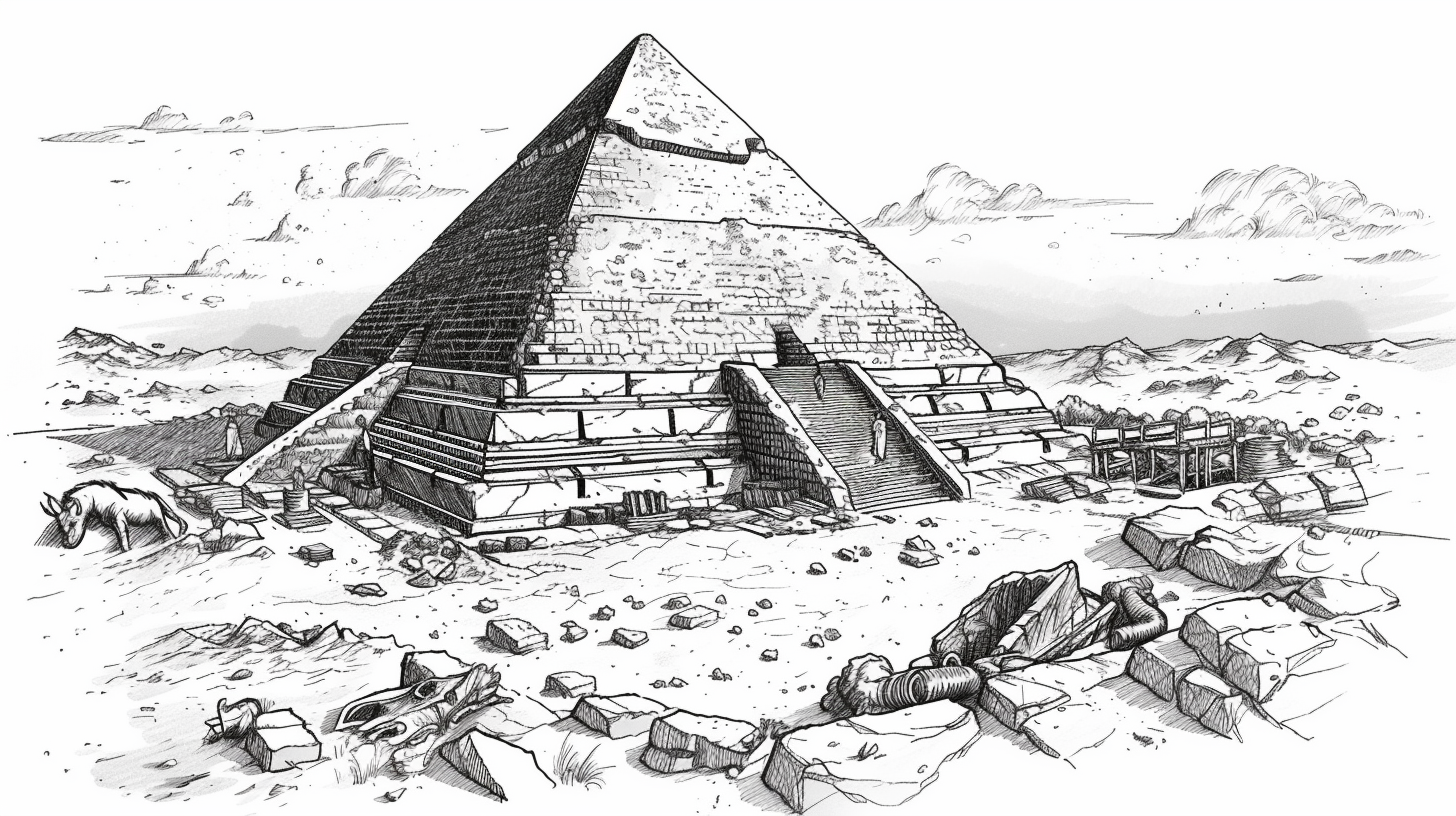 Pyramid building process illustration