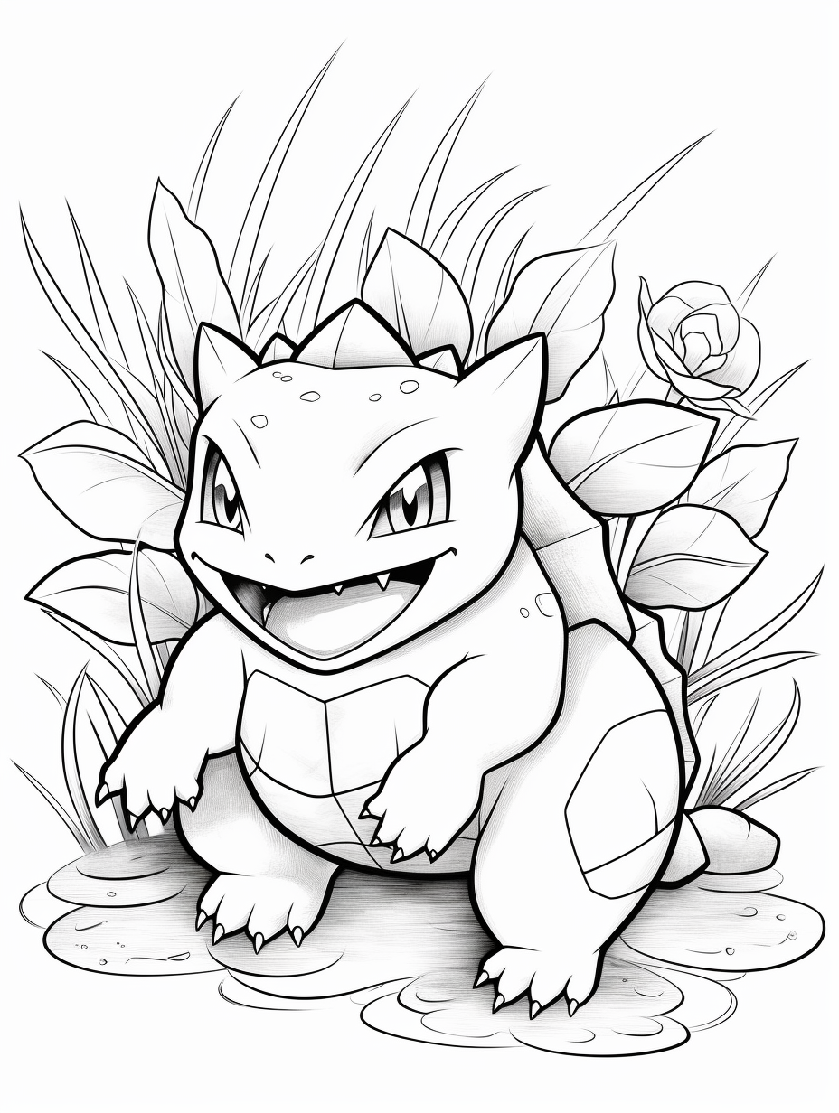 Bulbasaur coloring page with vine whip move