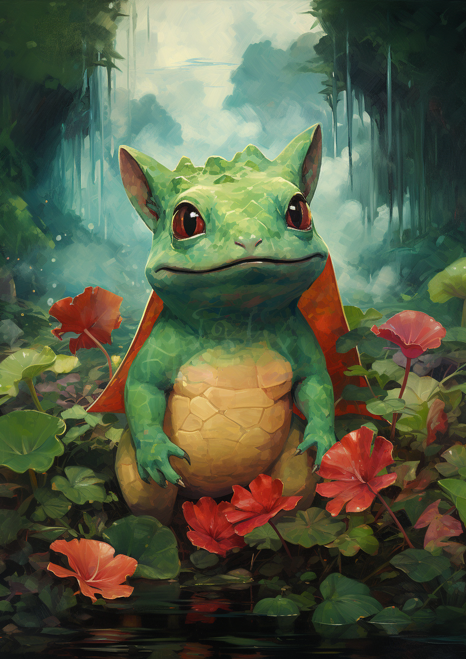 Artistic Bulbasaur in Gauguin Style