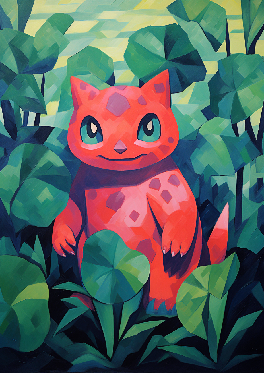 Colorful Bulbasaur in art style