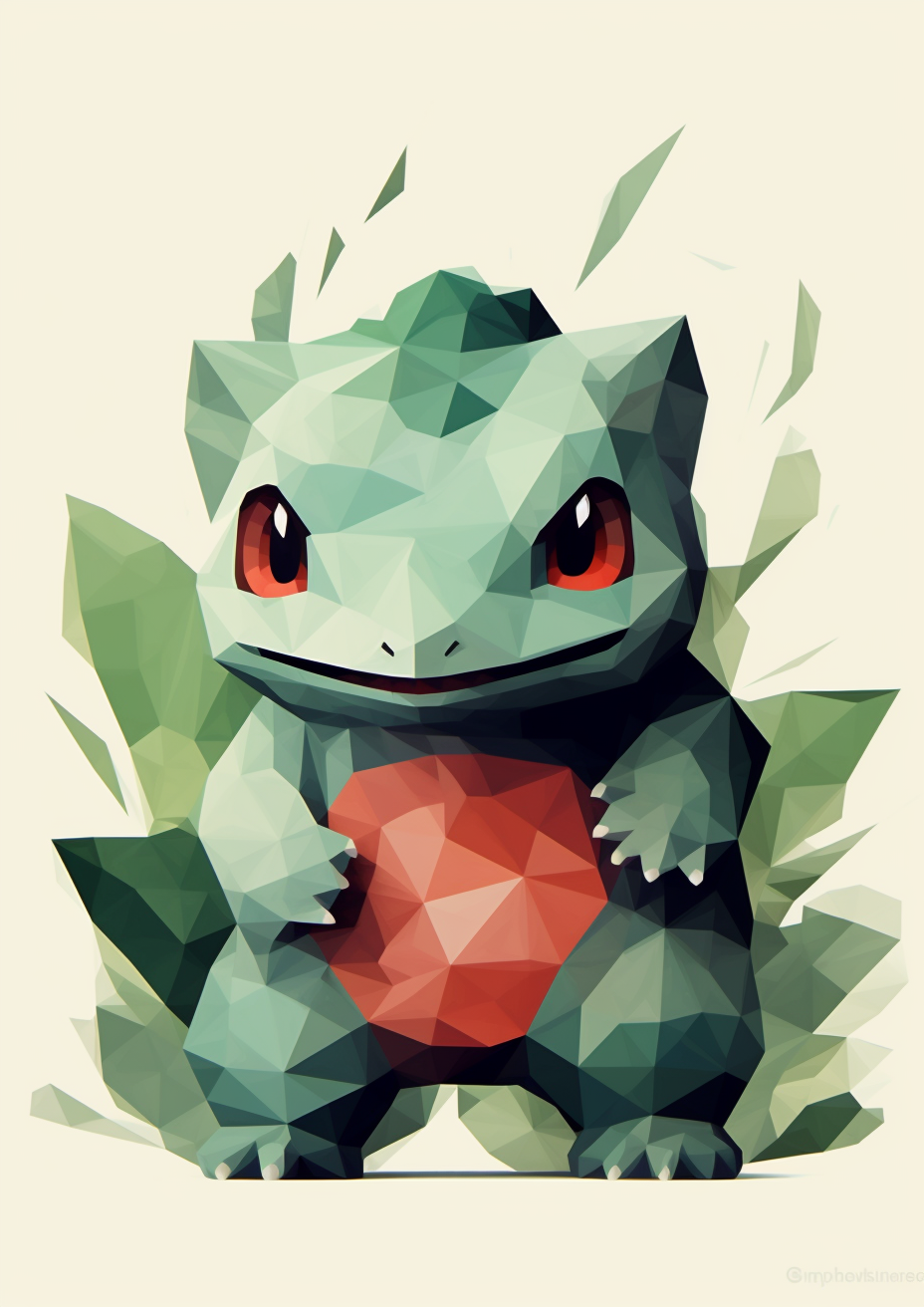 Minimalist Cubism Bulbasaur Pokemon