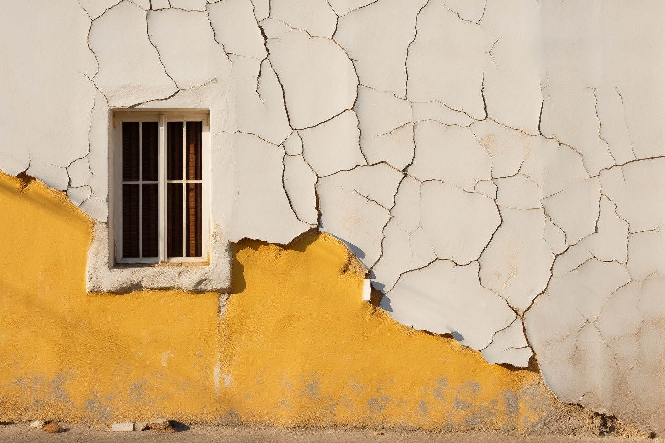 Gold-filled cracks on Bulgarian house facade