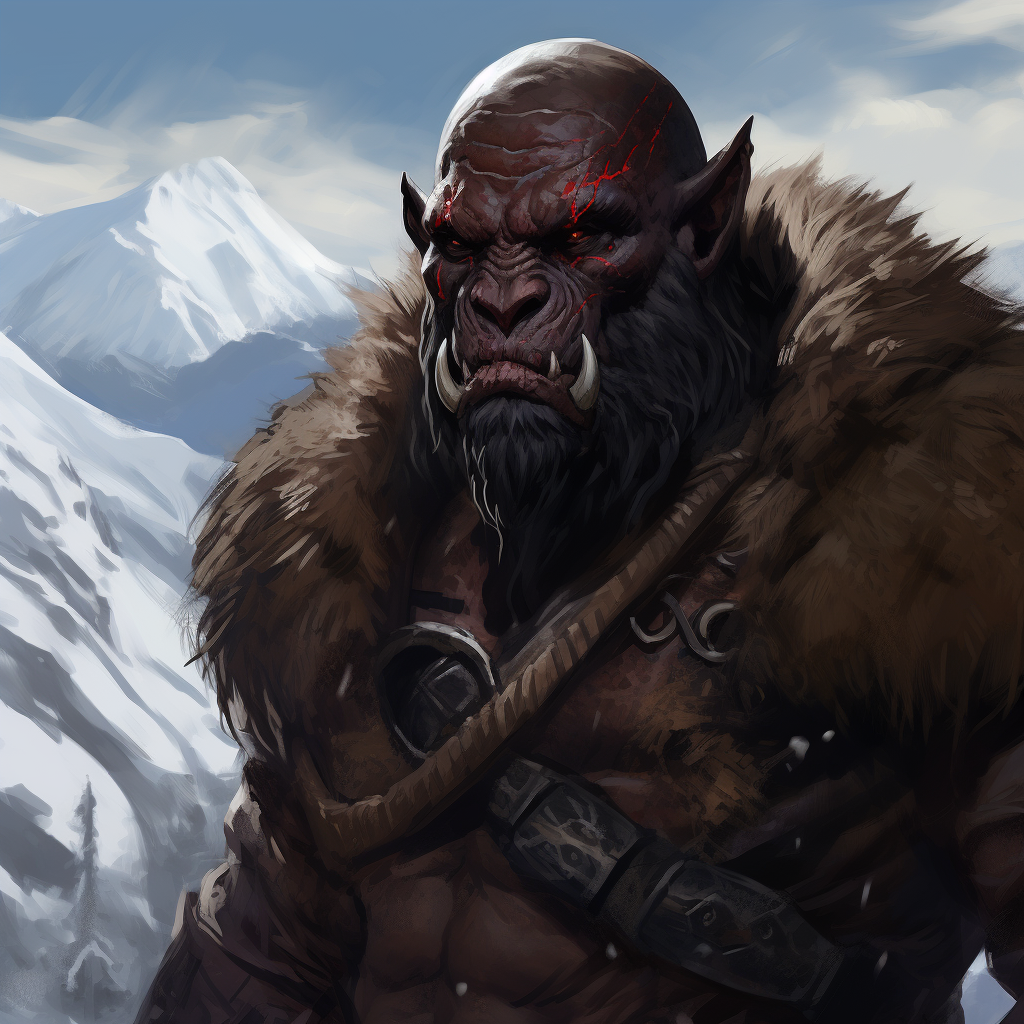 Bulky bald fantasy species with dark eyes