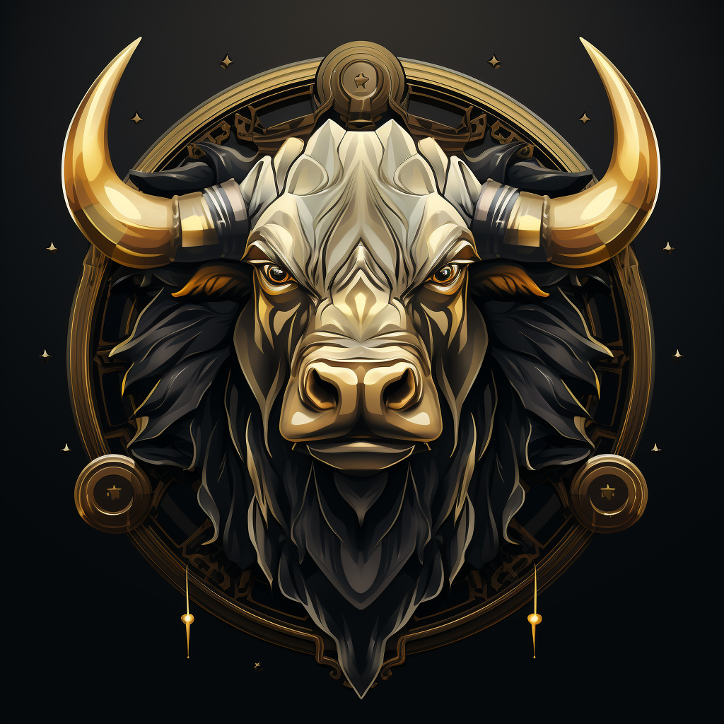 Bull Coin Vector Logo on Black Background