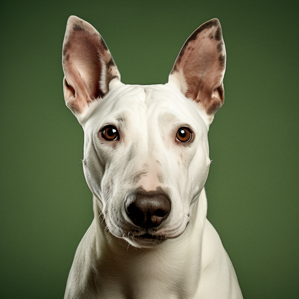 Bull Terrier with captivated gaze