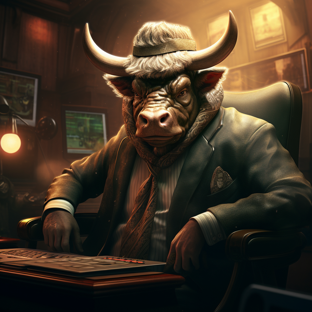 Realistic bull trader illustration