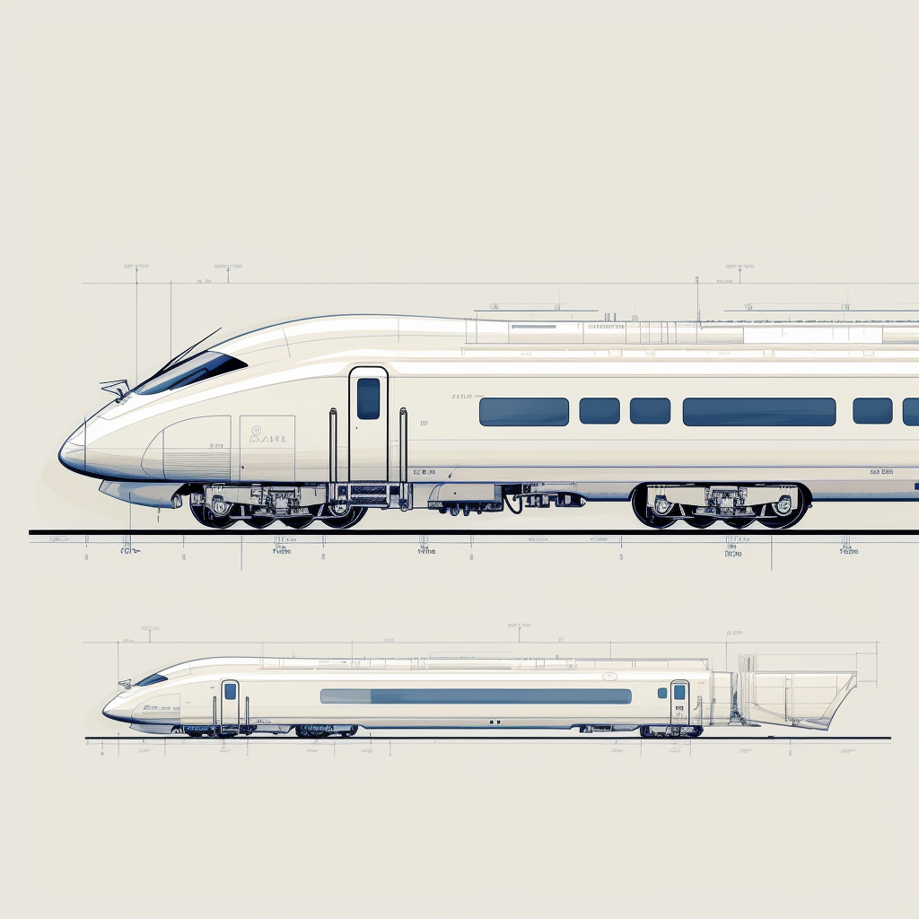 Bullet train side view blueprint