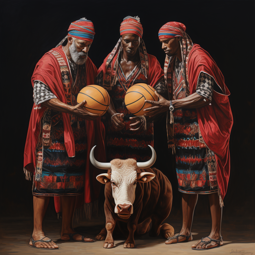 Nativity scene with Bulls basketball theme