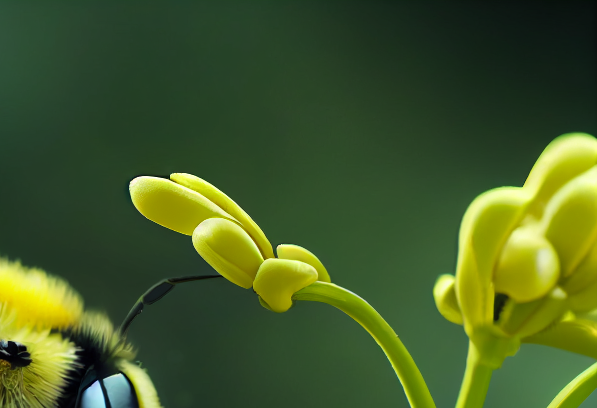 Detailed image of a bumble bee collecting pollen