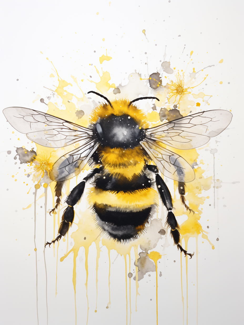 Bumblebee Stencil Yellow Abdomen White Background