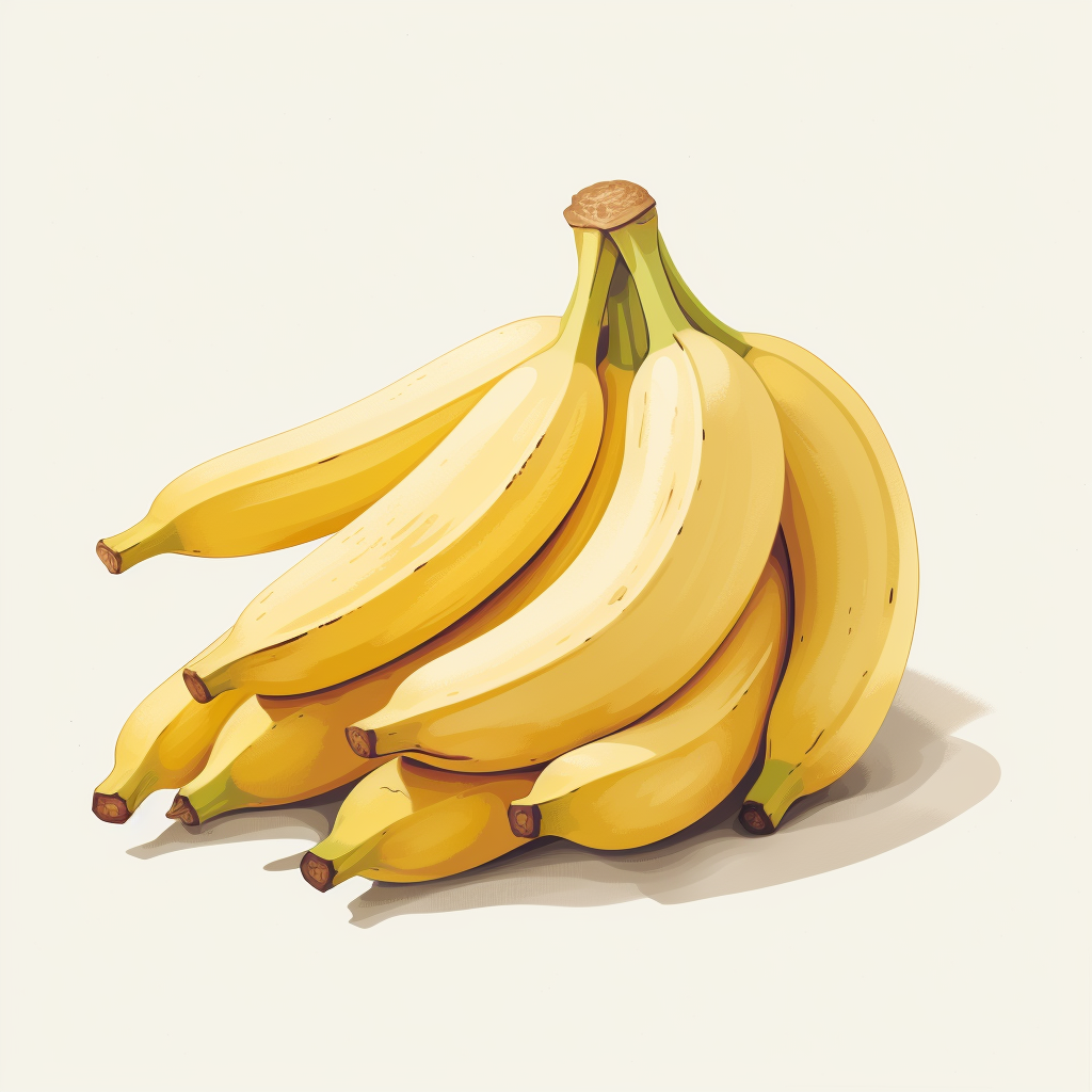 Minimalist bunch of bananas on white background