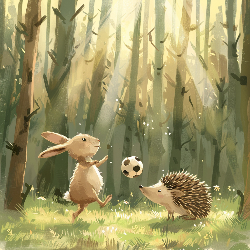 Bunny Hedgehog Forest Soccer Fun