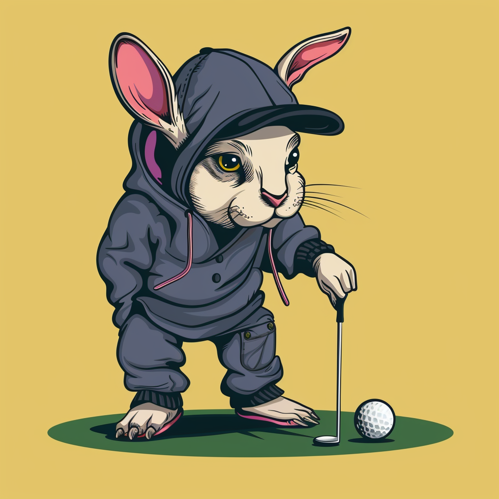 Bunny rabbit putting golf ball logo