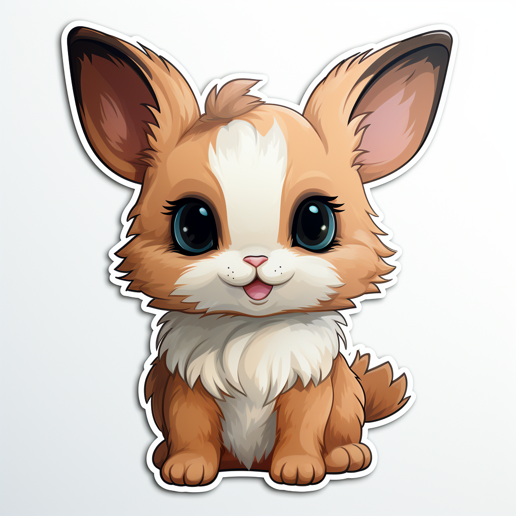 Adorable bunny sticker clipart illustration