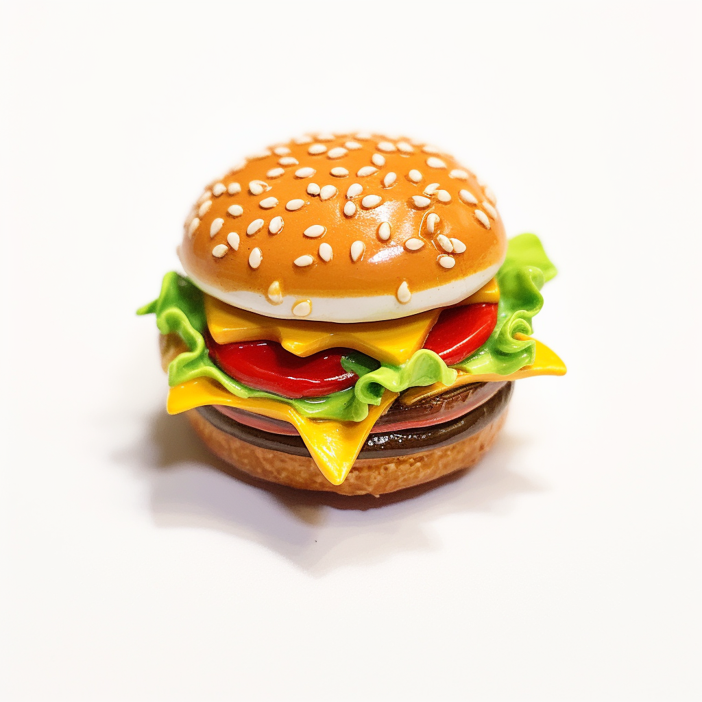 Stylish burger brooch on white background