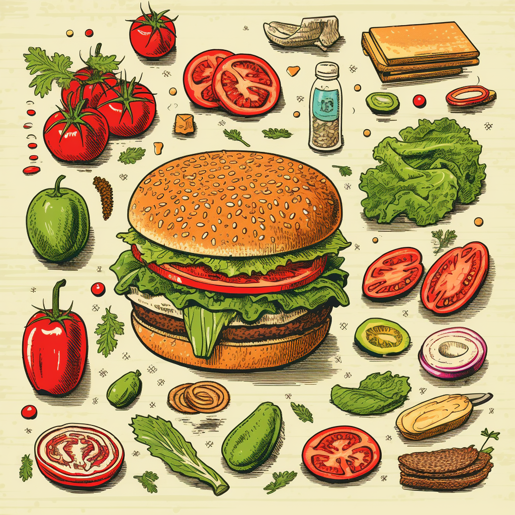 Fresh burger ingredients on a plate