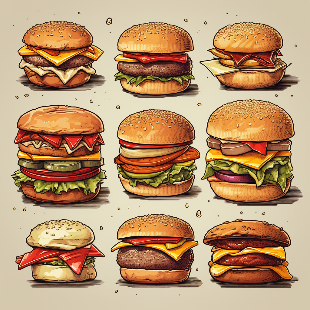 Illustration of Burger Parts