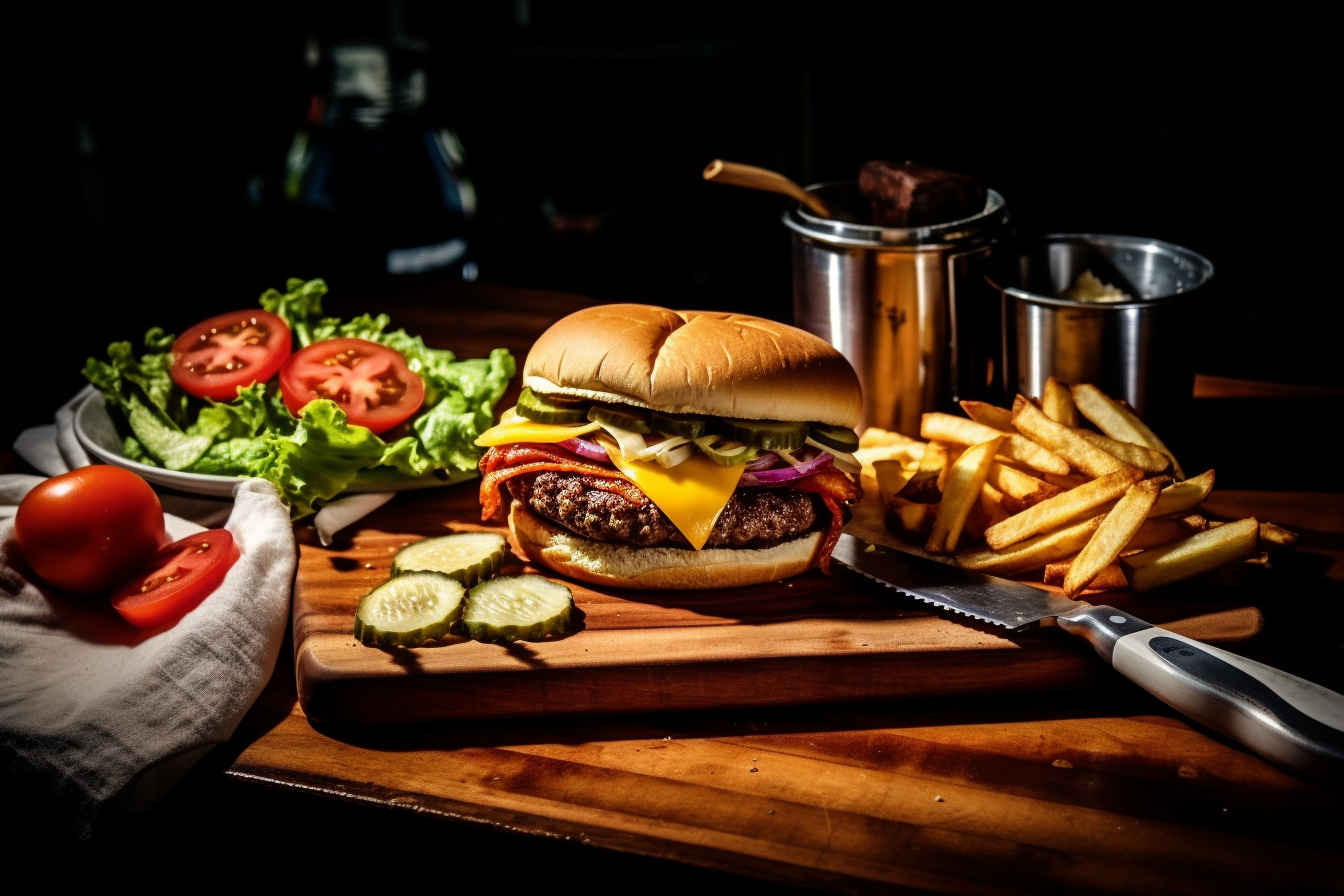 Tempting Gourmet Cheeseburger on Artistic Plate