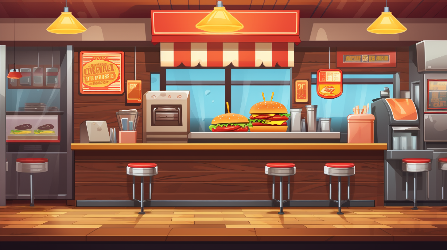 Close-up of Burger Restaurant Counter