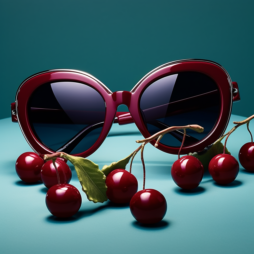 Cherry-shaped burgundy red sunglasses