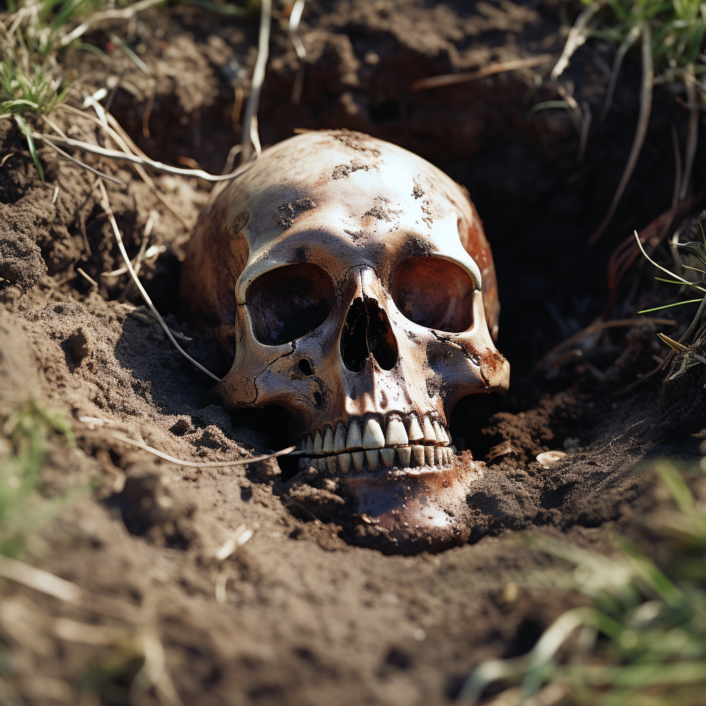 Half Buried Skull in the Ground