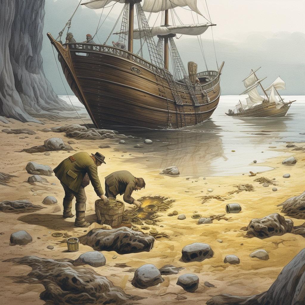 Illustration of buried treasure search