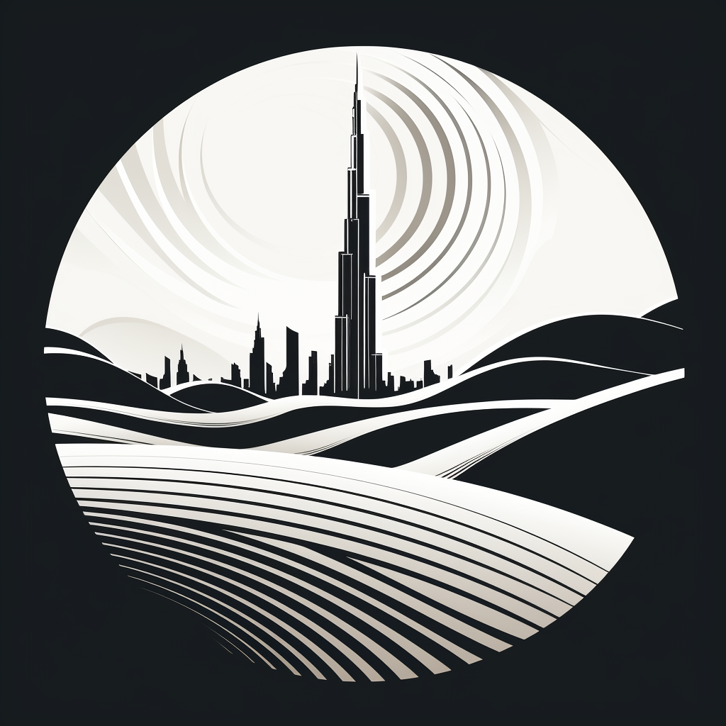 Stunning black and white dunes logo design of Burj Khalifa.