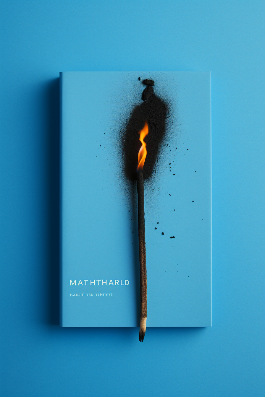 Burning match on plain blue background