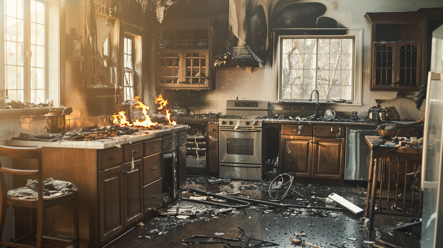 Burnt White Kitchen Stock Photo