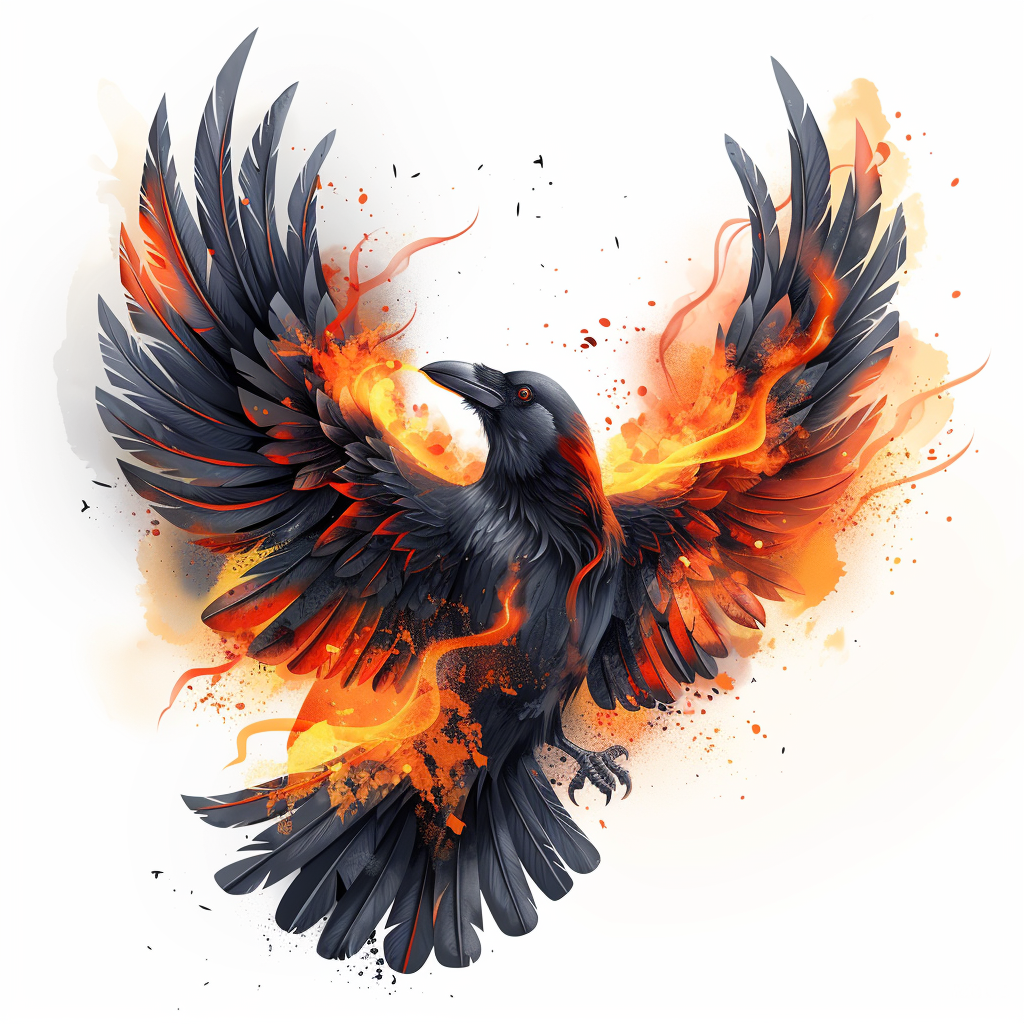 Burning Black Raven Logo Phoenix