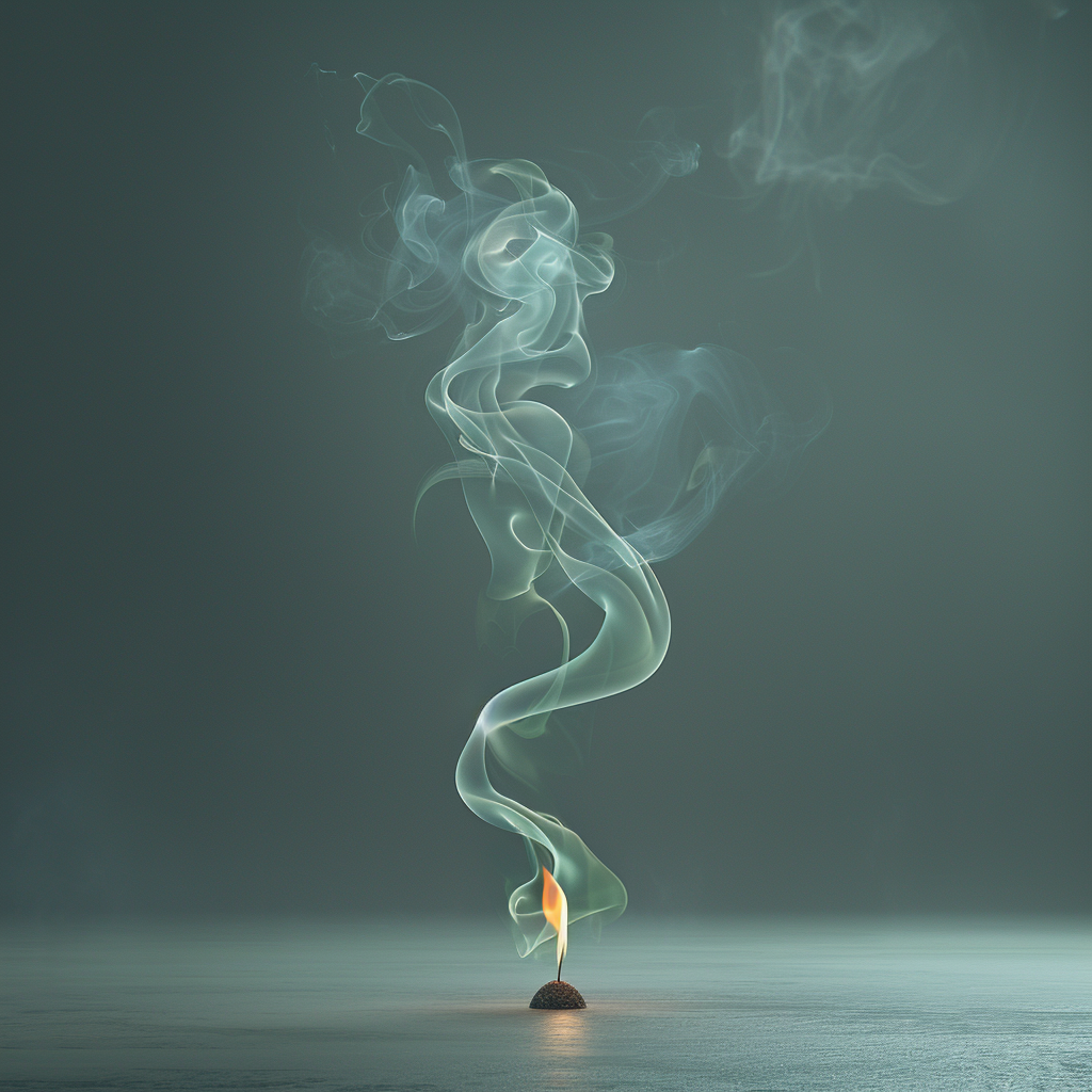 burning green incense stick