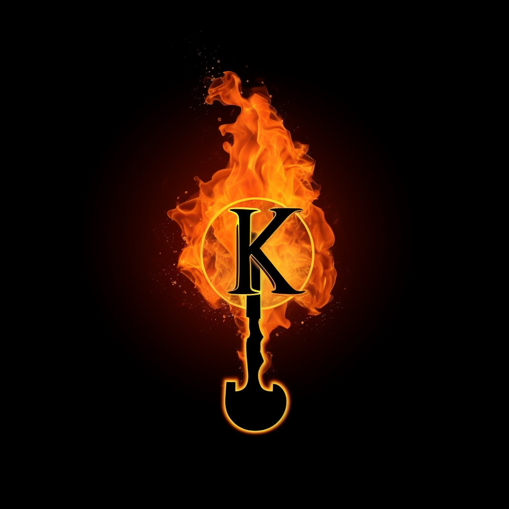 Modern burning key logo on black background