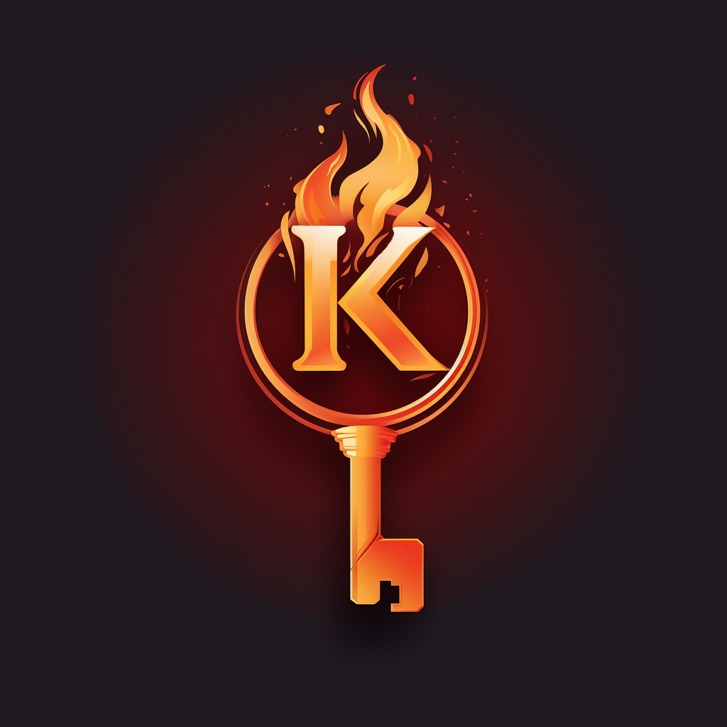 Burning key logo on fire