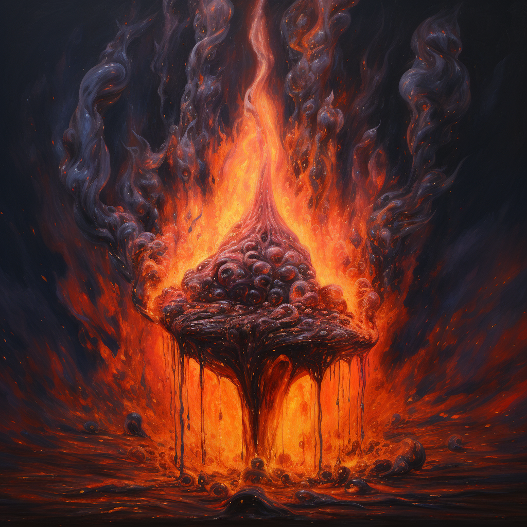 Artwork portraying burning bladder pain