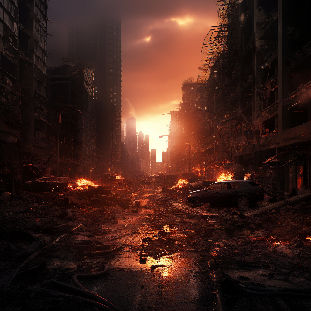 Burning Post Apocalyptic City Photo