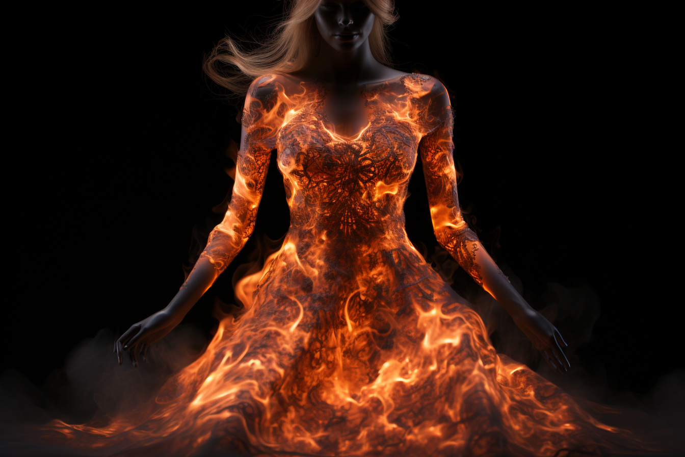 Stunning woman in burning dress