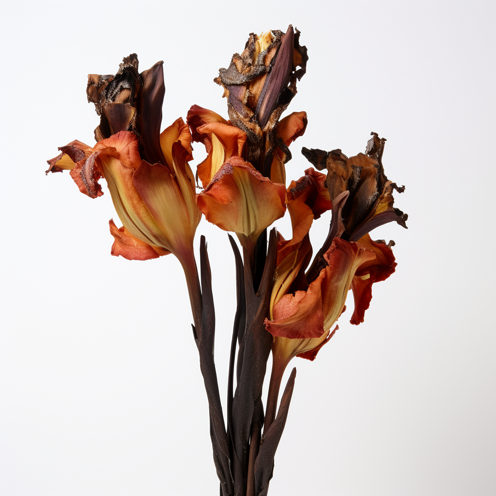 Burnt Gladiolus on White Background