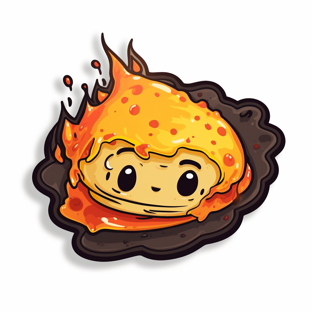 Burnt omelette sticker cartoon white background