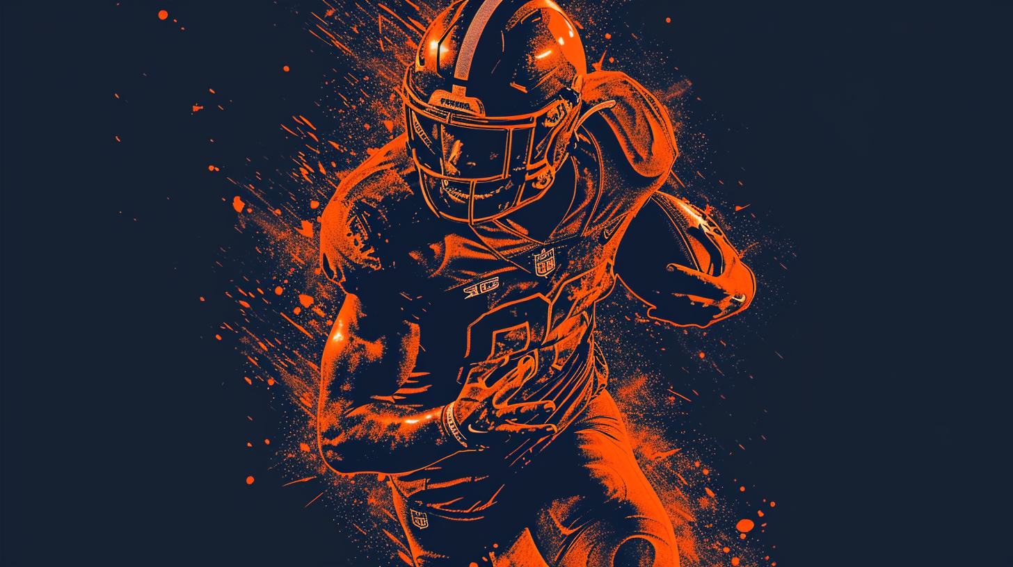 Burnt orange vector logo American football player figure