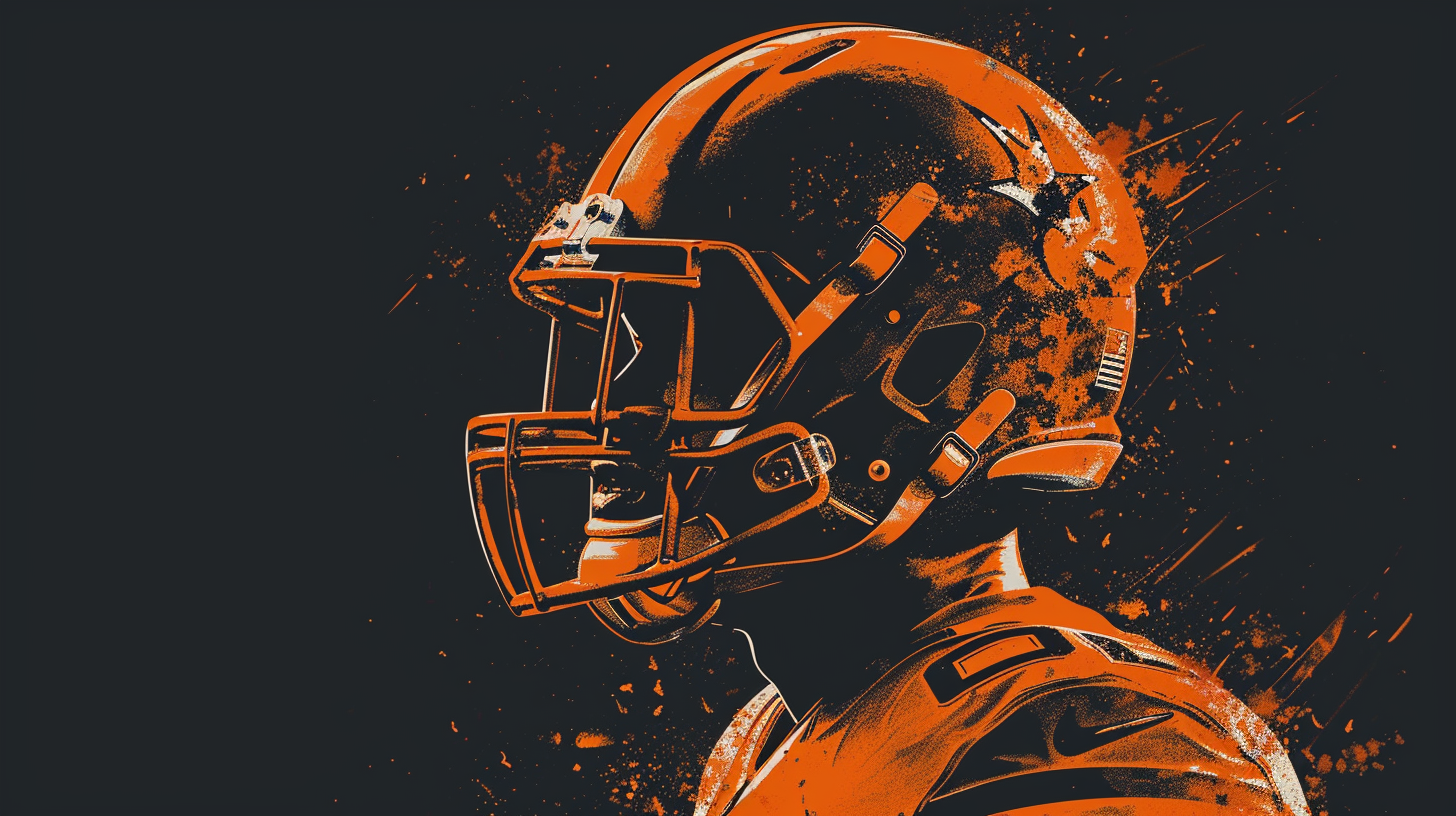 Burnt Orange Vector Logo American Football Player