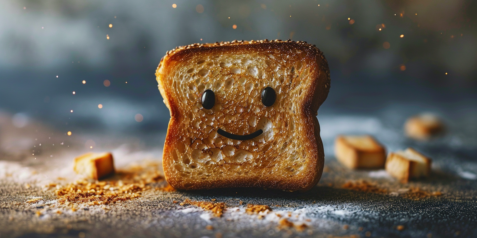 Cartoon character of burnt toast