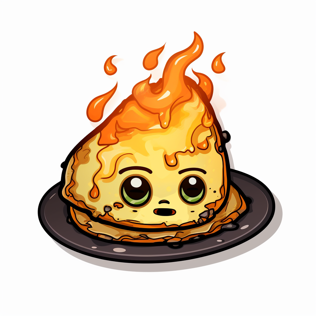 Burnt Omelette Sticker Cartoon White Background