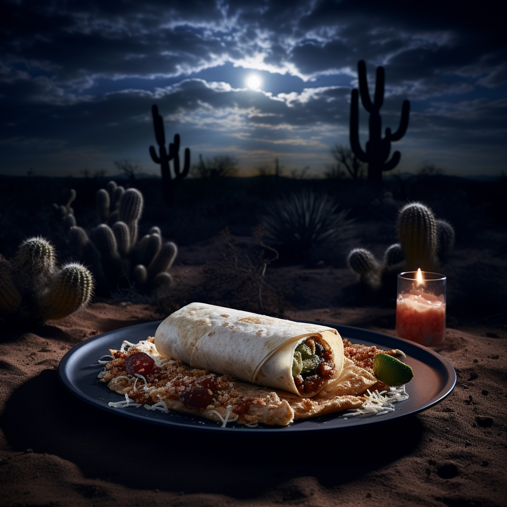 Burrito on Plate Desert Landscape